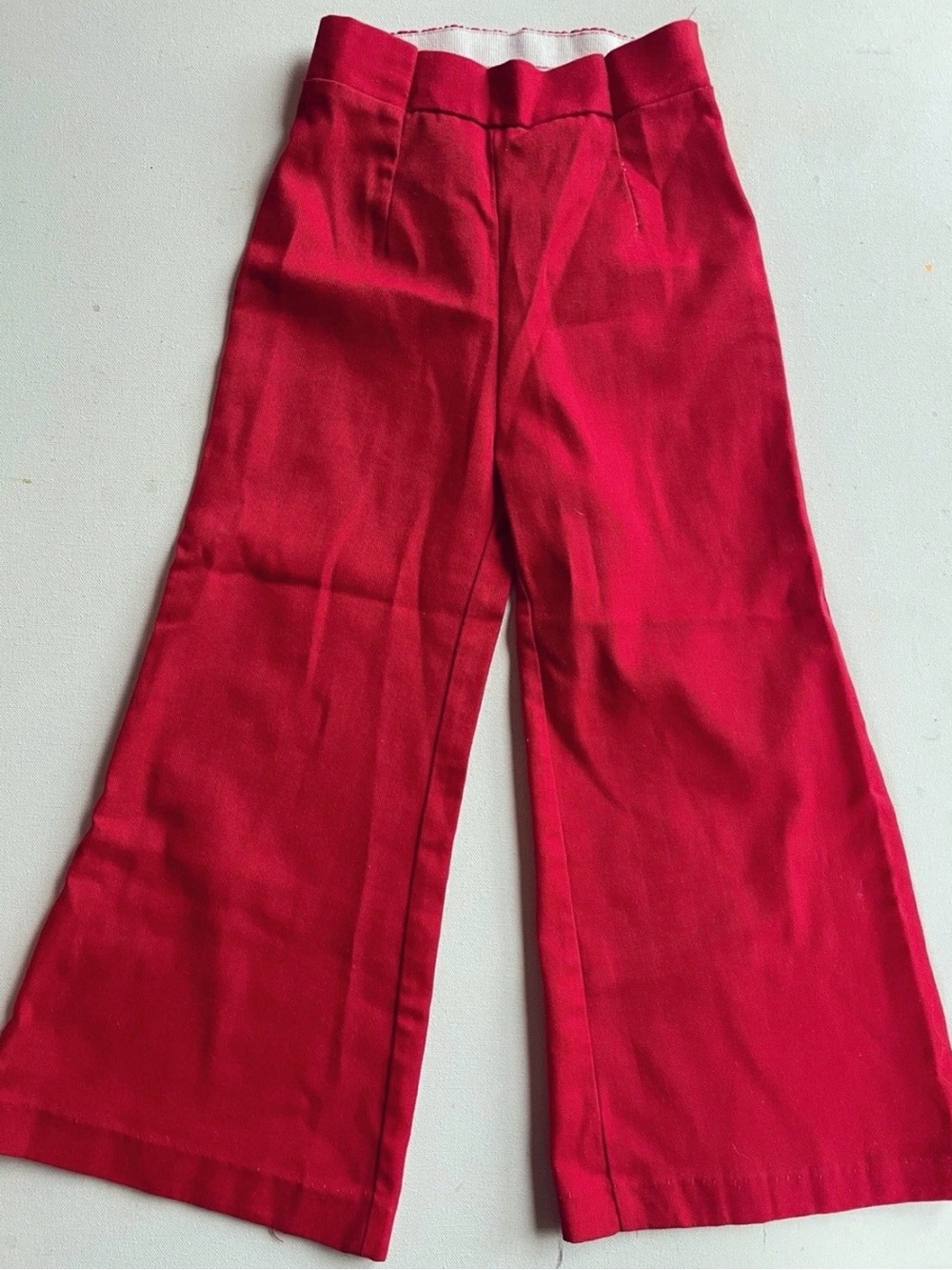 Vintage 1970s Kids Red Bell Bottom Flare Pants Size 5 Made in USA Retro Unisex